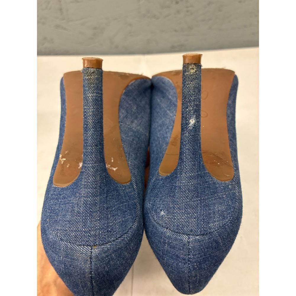 Jessica Simpson Womens Size 7M Denim Rhinestone Crystal Pointed Pump Heels Blue - Picture 12 of 13